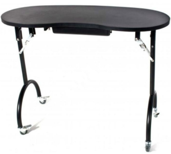 Portable Nail Table With Storage Tray - Black