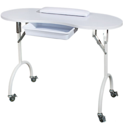 Portable Manicure Nail Table With Storage Tray in White
