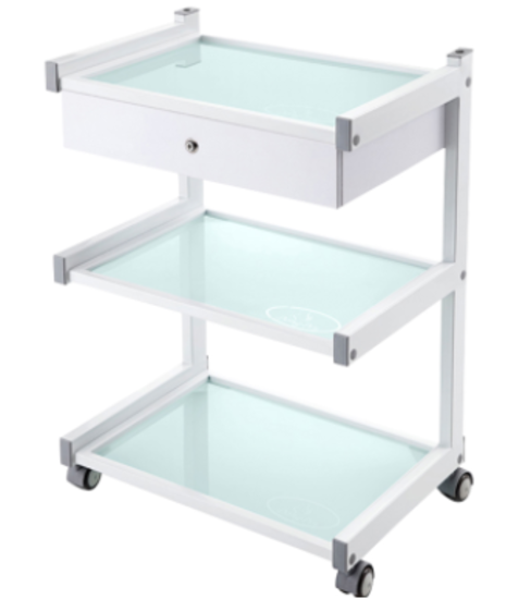 3 Tier Medical Glass Trolley with 1 Drawer