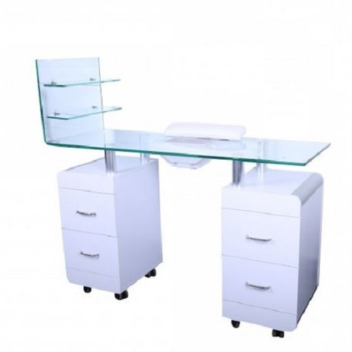 Glass Top and Shelves Nail Table with Extractor Fan