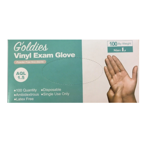 Goldies Clear Vinyl Powder Free Gloves